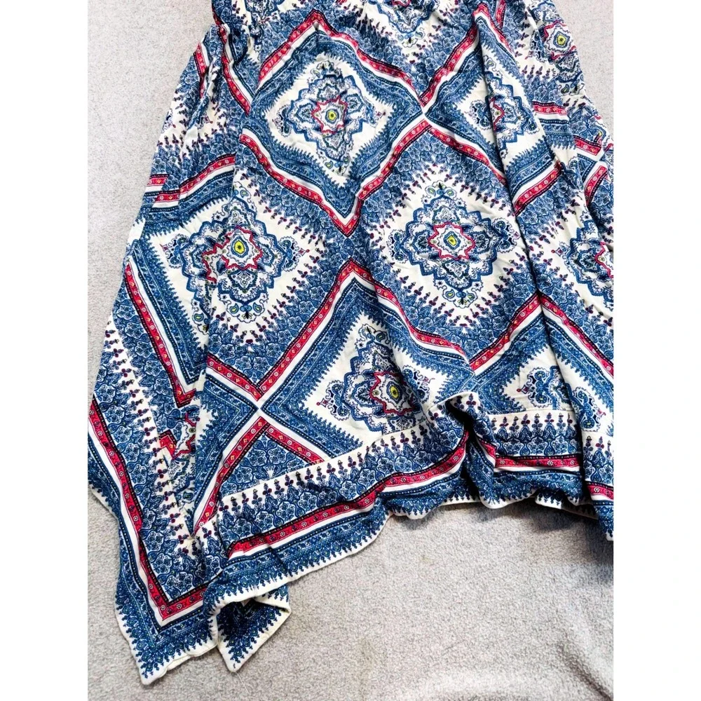 Cato Girls Skirt Kids L 14/16 Blue Medallion Print Handkerchief Hem Boho Flowy